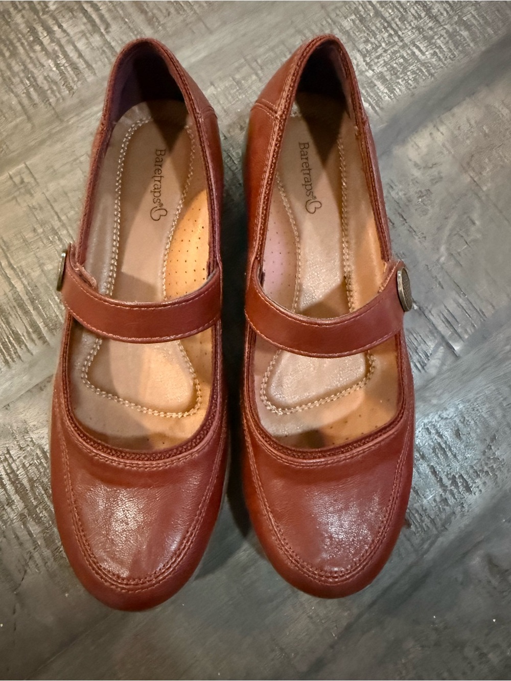 👛BareTraps Leather Mary Jane Flats in Rust Brown